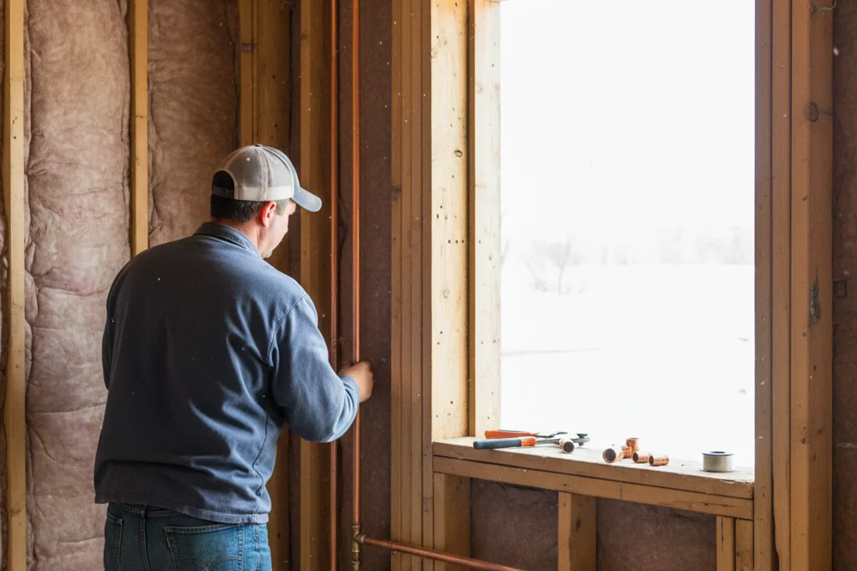 Licensed plumber running new copper supply lines in a Little Elm home