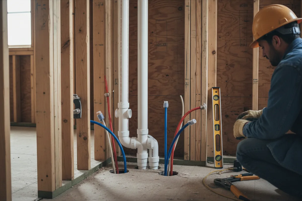 Drain and supply rough-in during Sump Pump Repair in Little Elm