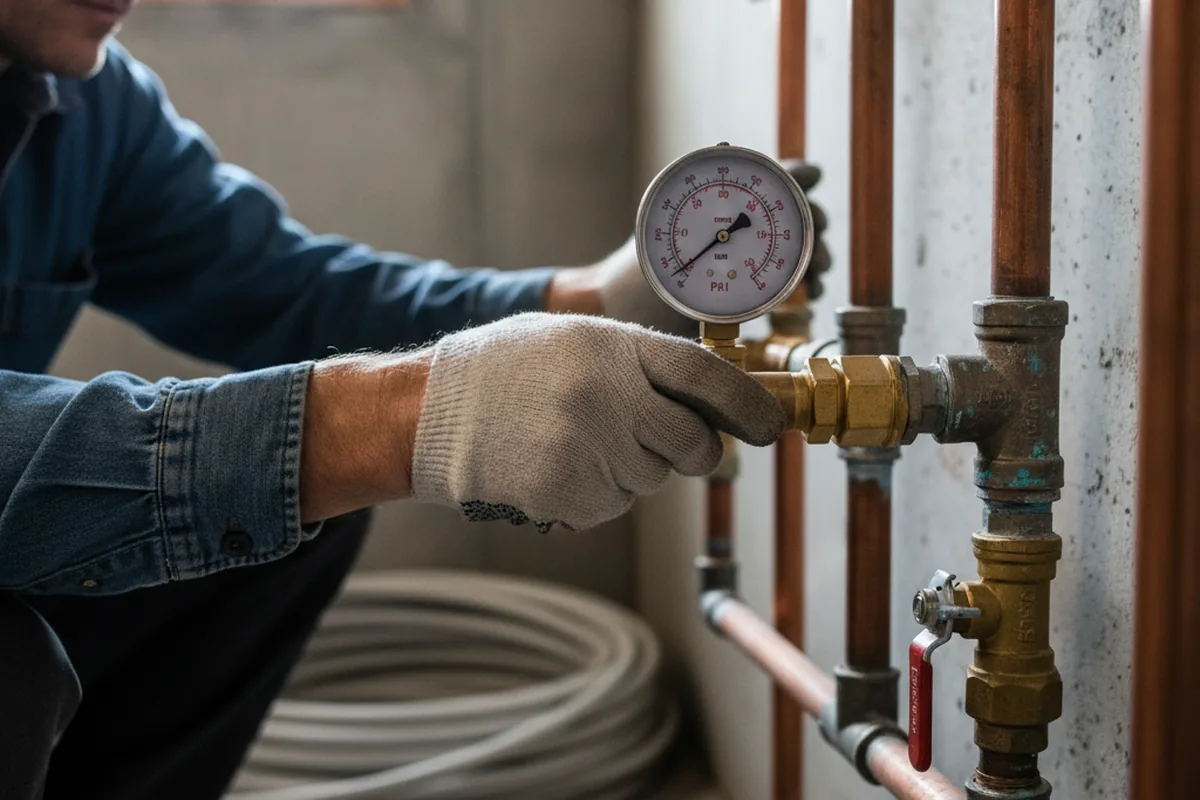 Pressure testing a repaired line during Water Line Repair in Little Elm